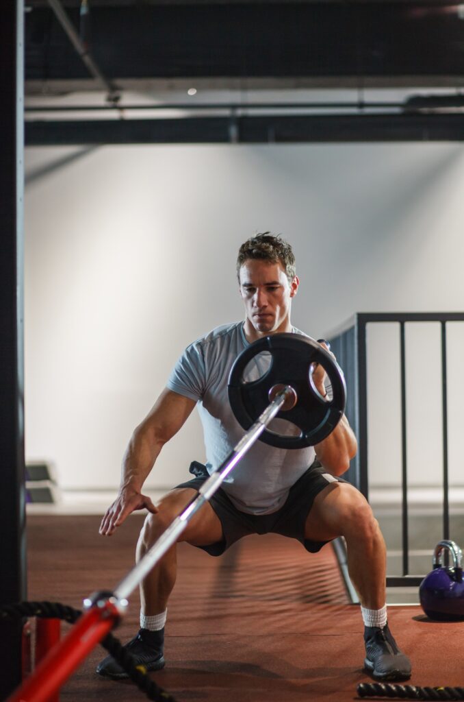 Man working out at home