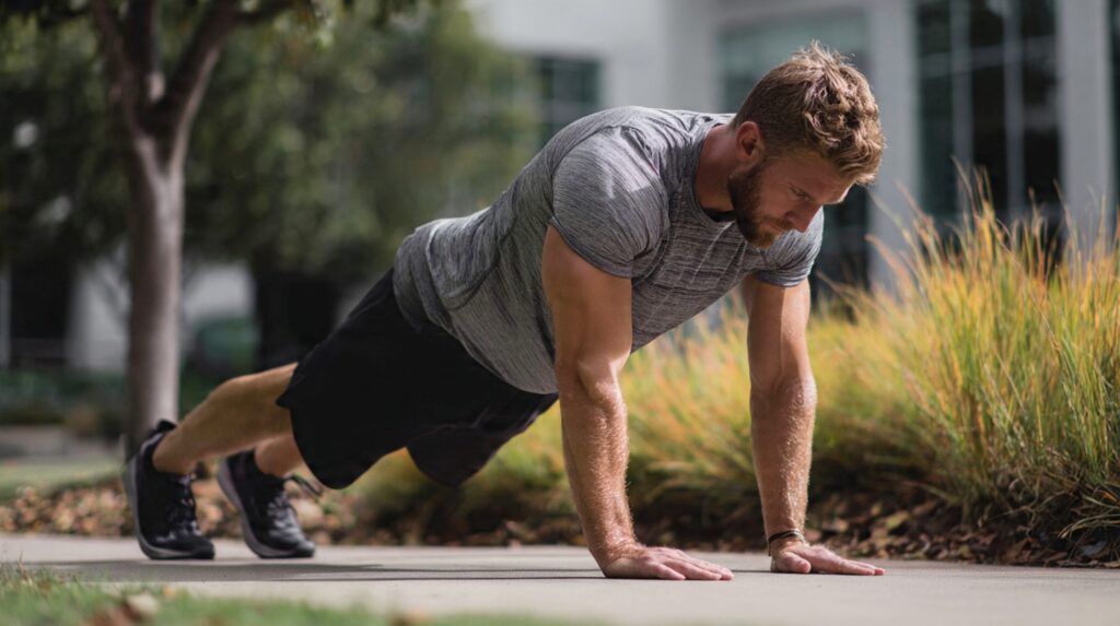 Performing Pushups in the Park
