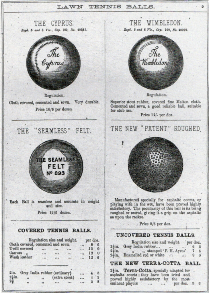 Early advertisement for tennis balls