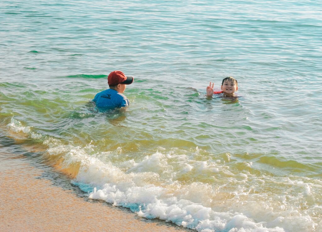 Swimming at the beach